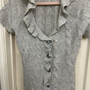 Anthropologie Sleeping on Snow ruffled wool cardigan short sleeves L